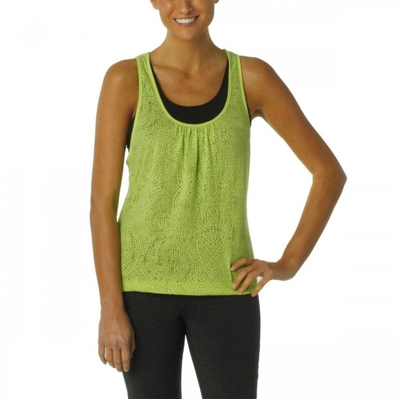 Prana Mika Workout Top Size L Double Layer Tank Racerback Sleeveless Bubble Hem - Picture 7 of 7